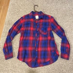 American Eagle vintage boyfriend red and blue flannel size S